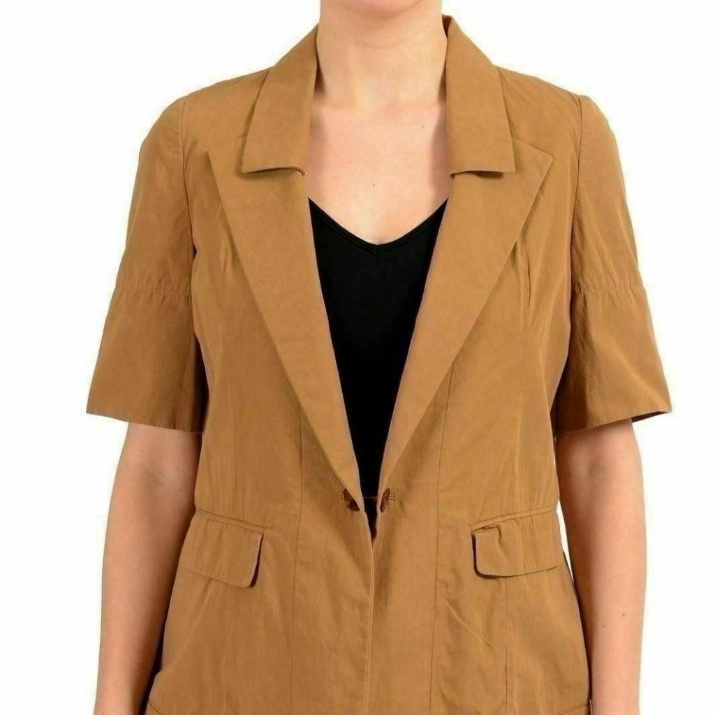 Just Cavalli Brown Short Sleeve One Button Women's Blazer Us S It 40